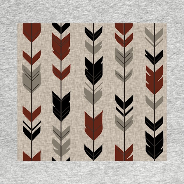 Arrow Feathers - Redstone Canyon - Maroon Black And Beige by SugarPineDesign